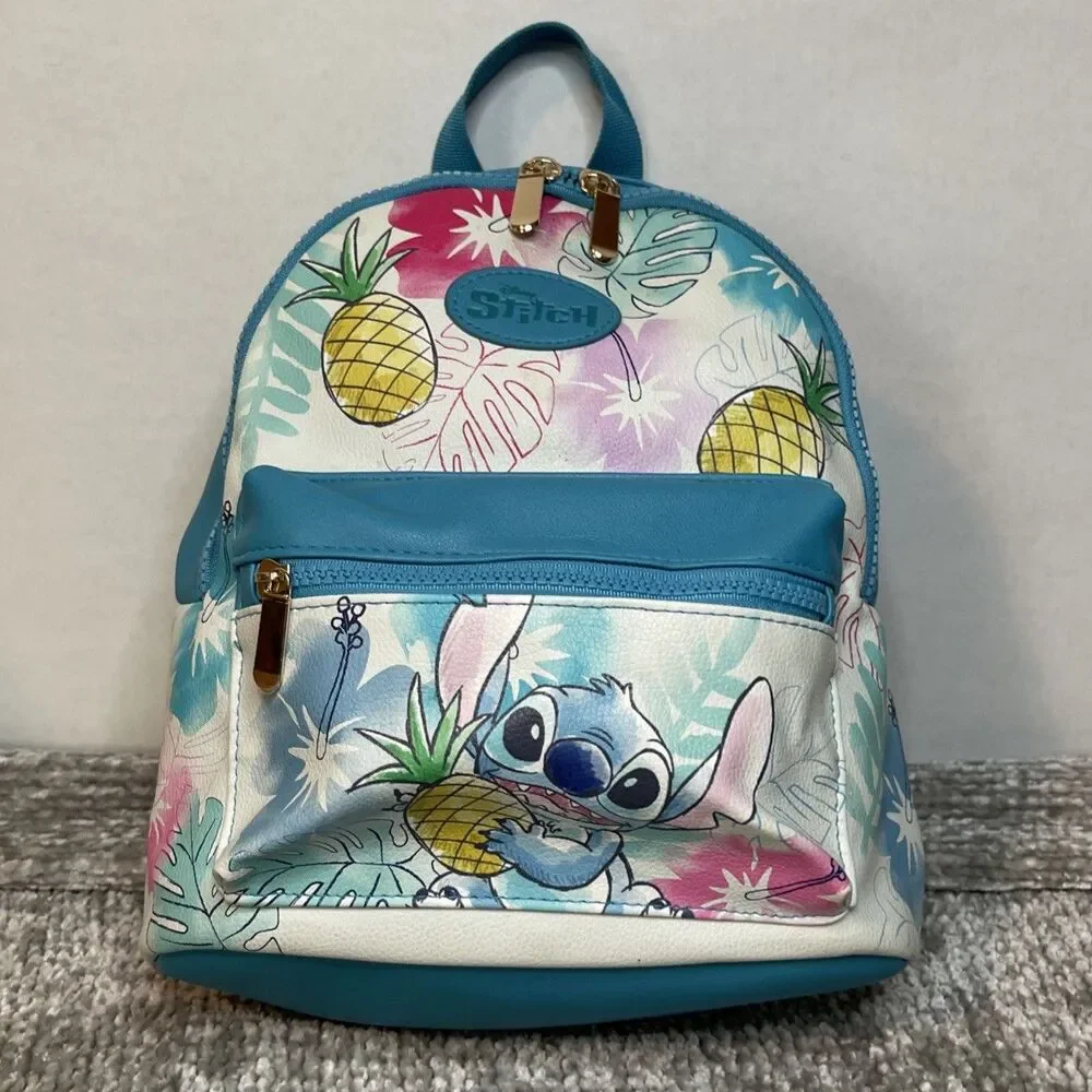 DISNEY Stitch Mini Backpack Bioworld Tropical Faux Leather Travel Bag